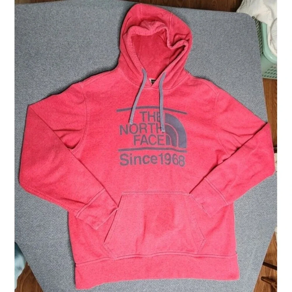 Men's The North Face Since 1968 Red Hooded Sweatshirt Long Sleeve Hoodie - XL/TG